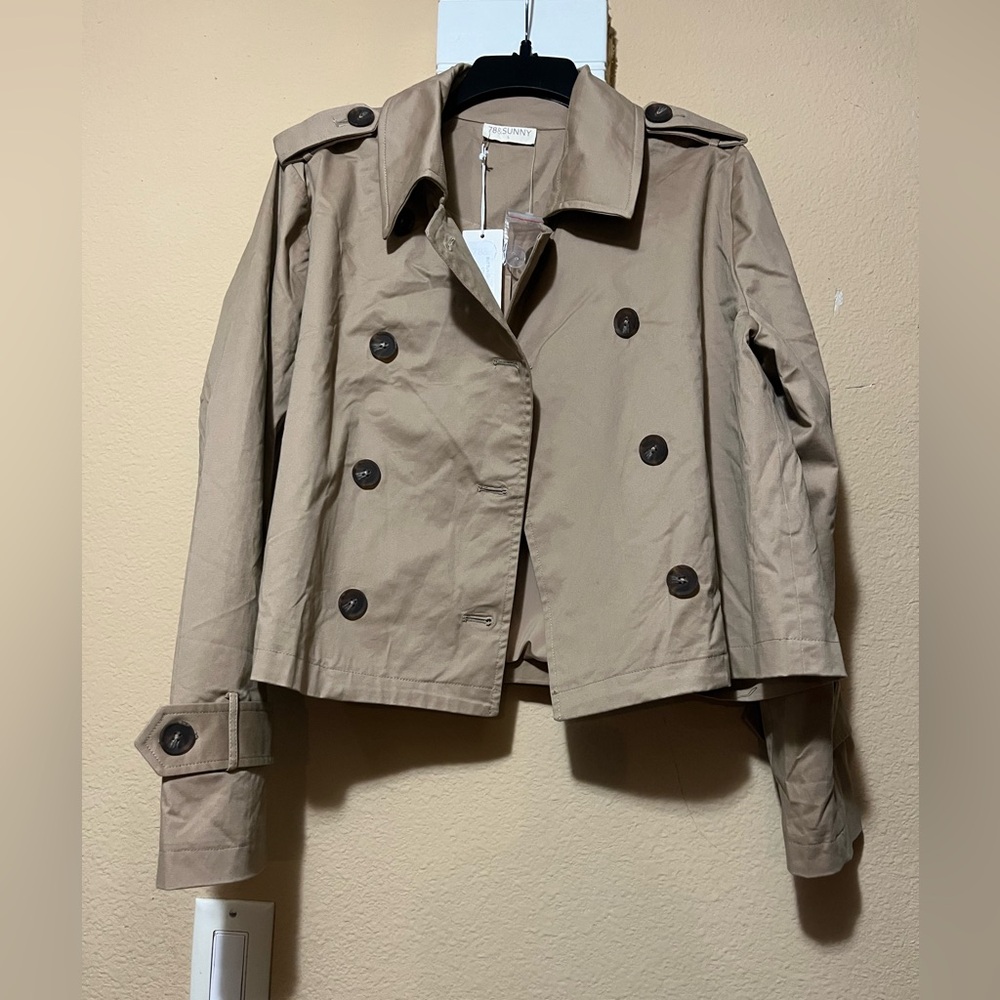 78&Sunny tan cropped trench jacket NWT